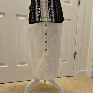 Banana Republic White Button-Down Midi Skirt